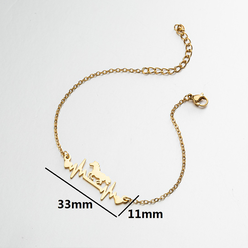 Real gold electroplating geometric love heartbeat bracelet Korean simple niche design animal bracelet personality cool style best friend
