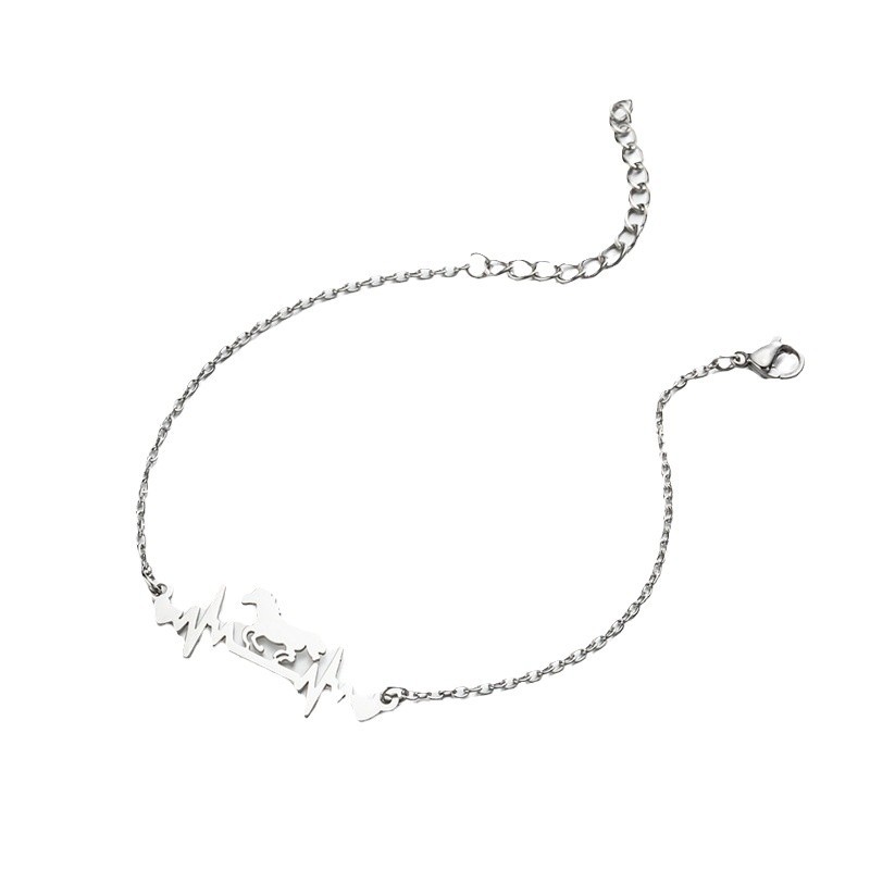 Real gold electroplating geometric love heartbeat bracelet Korean simple niche design animal bracelet personality cool style best friend