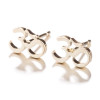 European and American cross-border new black series geometric round eight-character earrings ins fashion simple yoga lightning earrings