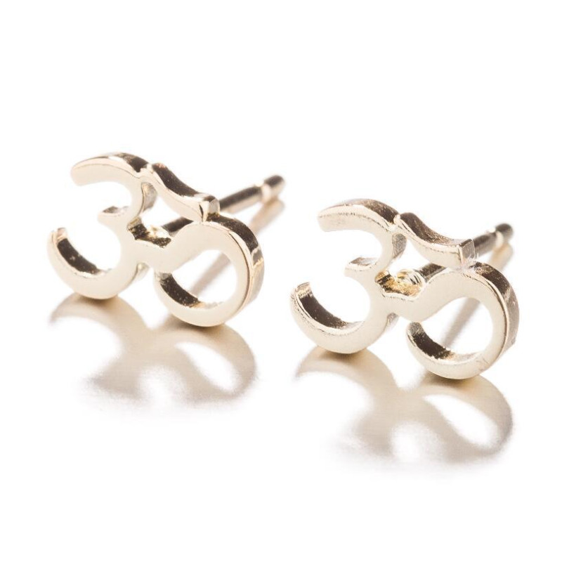 European and American cross-border new black series geometric round eight-character earrings ins fashion simple yoga lightning earrings