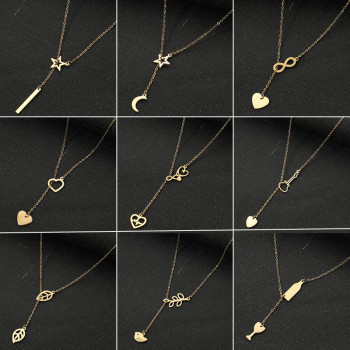 18K gold retro Korean fashion simple geometric love star necklace eight-character wine bottle neck necklace women's wholesale