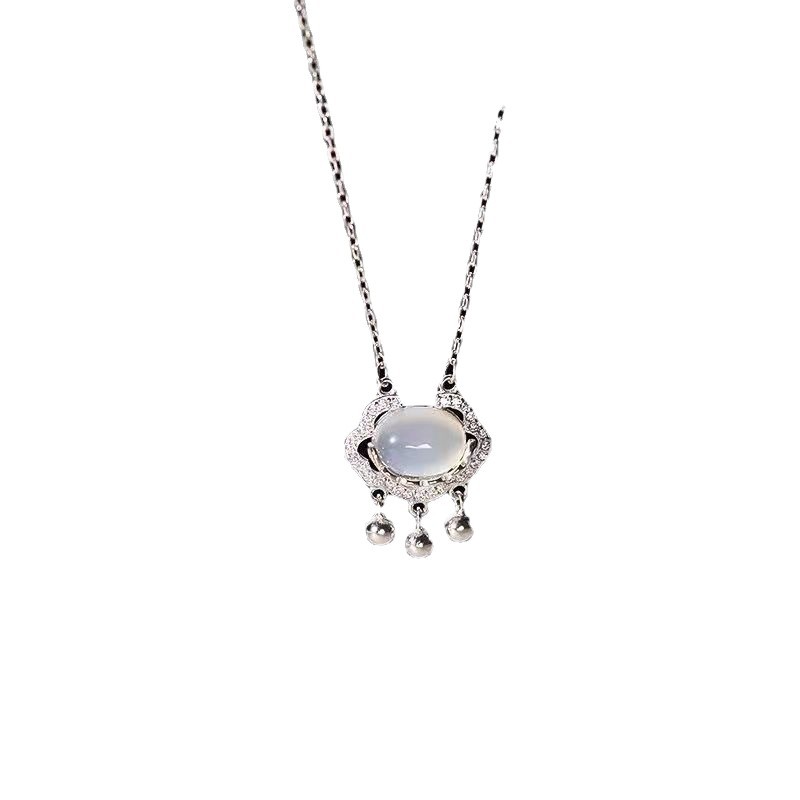Peace Lock Necklace Women's Ruyi Bell Longevity Lock Pendant Goddess' Day Gift for Mom and Student