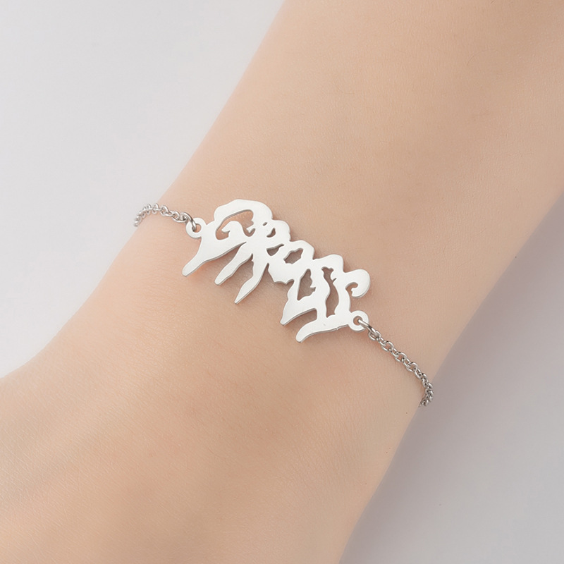 European and American cross-border new style gothic retro English monogram baby girl angel angel pendant bracelet