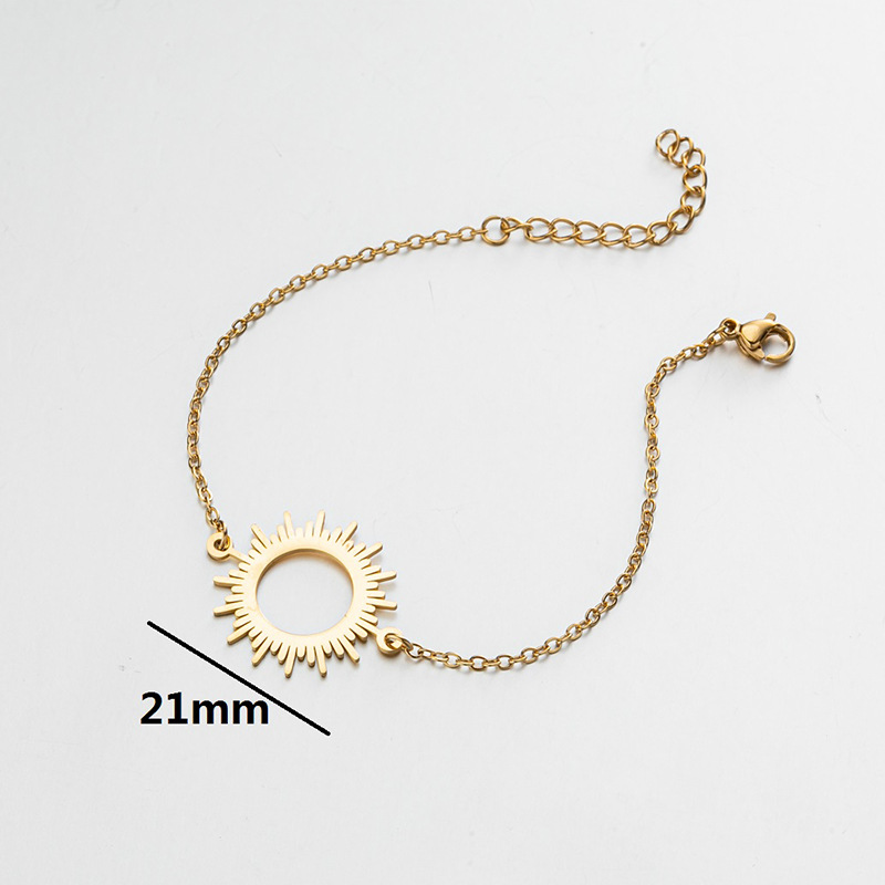 Fashionable geometric round pendant bracelet for women, fresh forest style creative sunflower bracelet, temperament, light luxury hand jewelry
