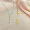 Cross-border Amazon supply European and American simple geometric cross figure double pendant necklace for women wholesale ins style