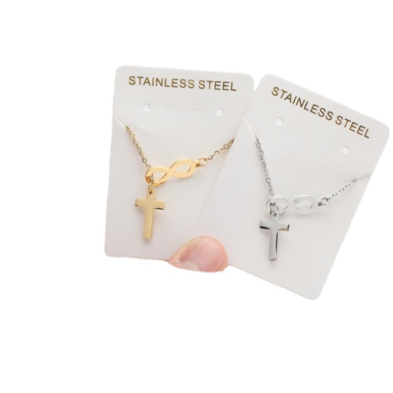 Cross-border Amazon supply European and American simple geometric cross figure double pendant necklace for women wholesale ins style