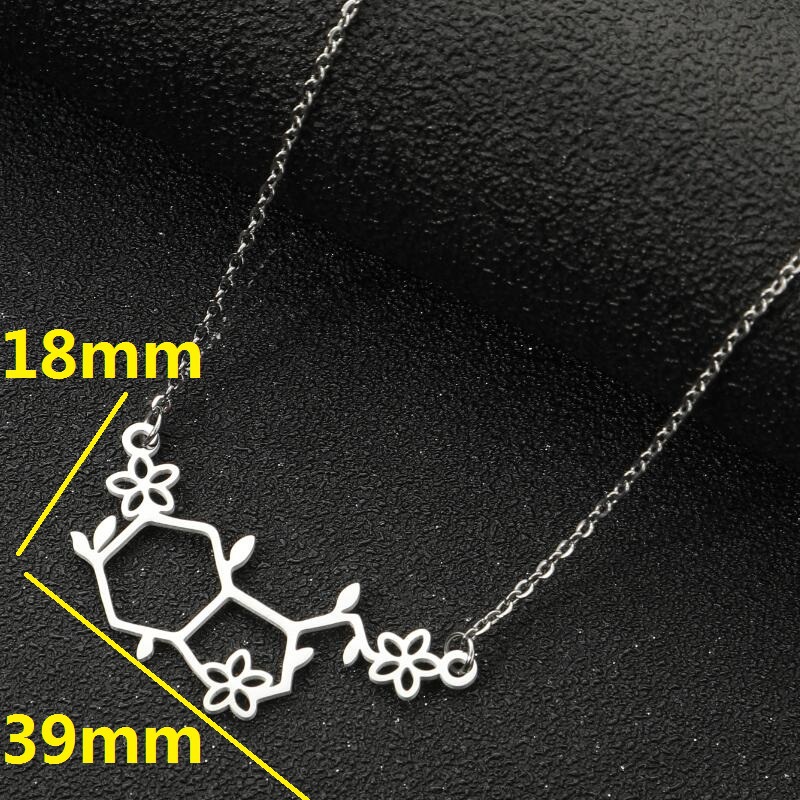 European and American new fashion chemical molecule pendant necklace for women polygonal flower leaves stainless steel jewelry wholesale