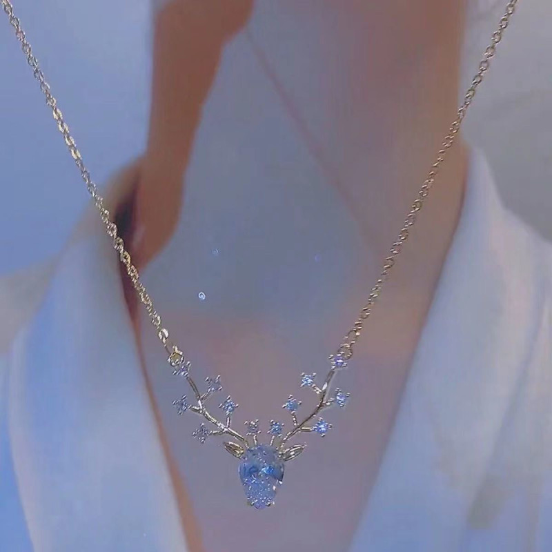 I have you all the way necklace for women 2022 new thin chain clavicle chain light luxury niche high-end necklace deer shape