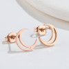 Korean personalized geometric hollow moon earrings, fashionable new stainless steel crescent light luxury simple small earrings