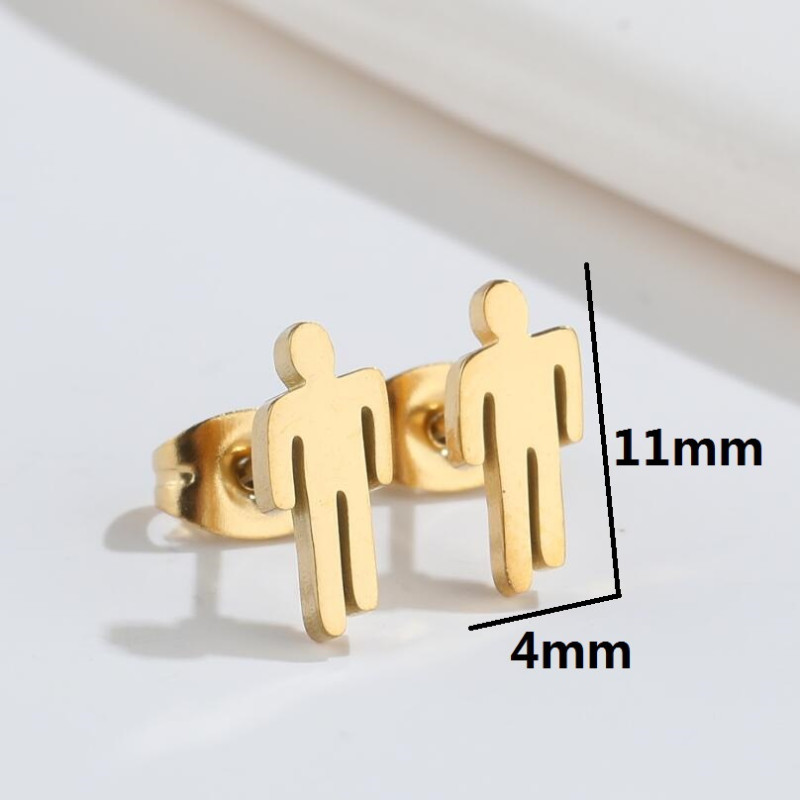 Fashionable and compact mini cartoon people earrings ins new stainless steel asymmetrical earrings for men and women couples wholesale