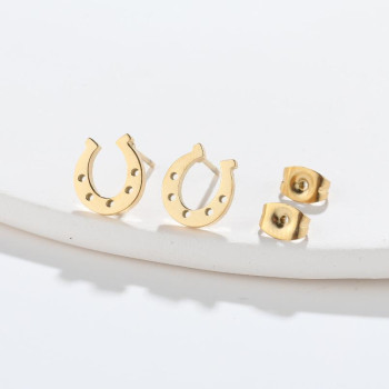 Fashionable stainless steel horseshoe earrings geometric simple U-shaped retro ear jewelry wholesale cross-border new foreign trade jewelry