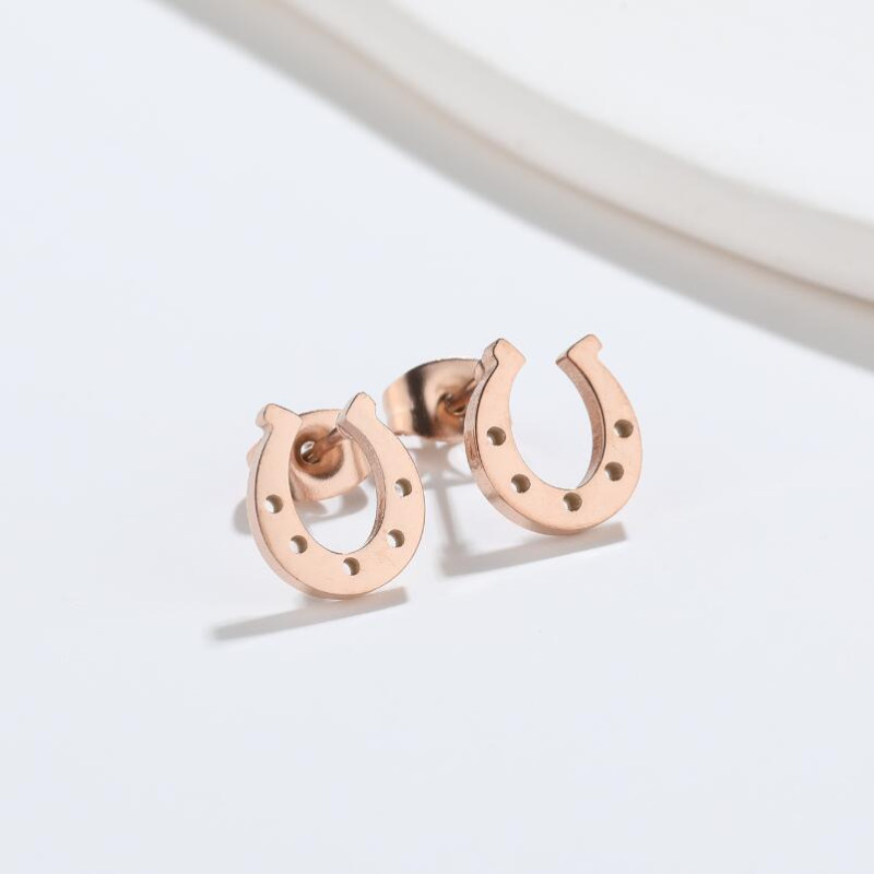 Fashionable stainless steel horseshoe earrings geometric simple U-shaped retro ear jewelry wholesale cross-border new foreign trade jewelry