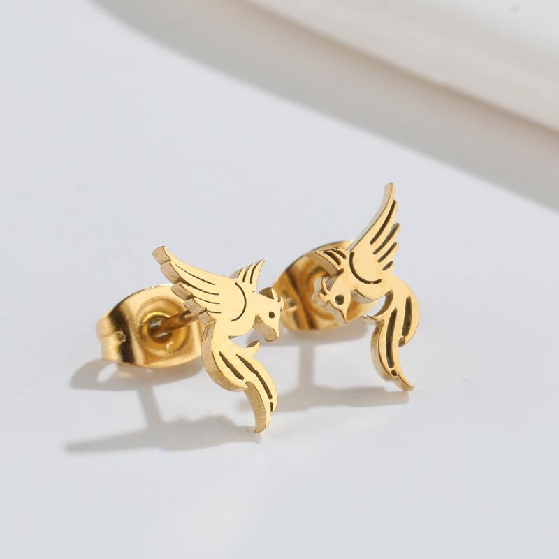 Japanese and Korean French retro phoenix earrings simple mini personalized animal 18K gold electroplated earrings earrings wholesale
