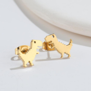 Cute Tyrannosaurus Rex Dinosaur Earrings Mini Simple Stainless Small Animal Earrings Cross-border E-commerce New Earrings Wholesale