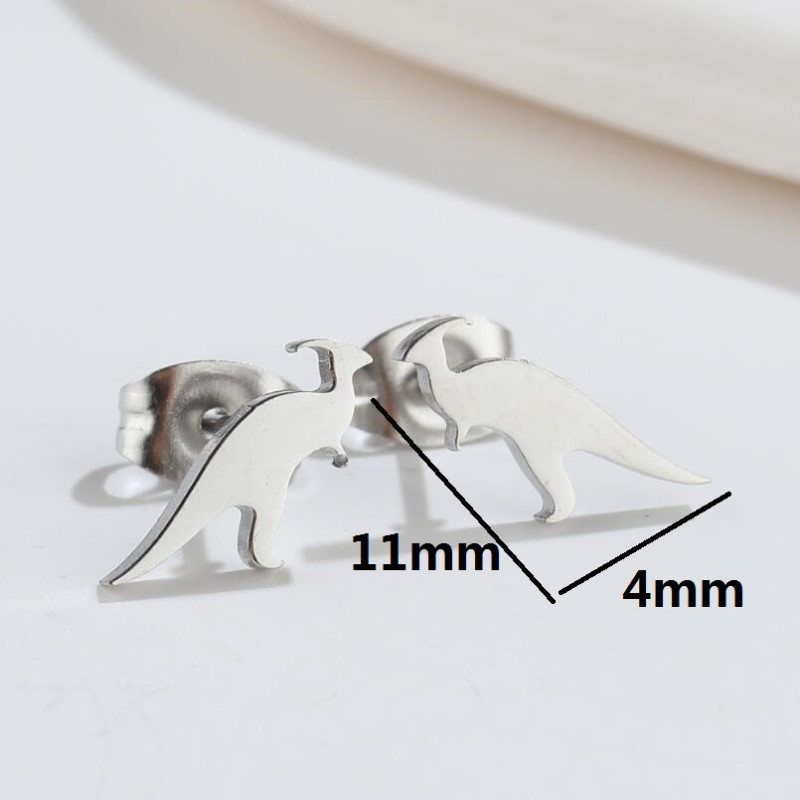 Ins style new small dinosaur ear bone nails 18K gold electroplated stainless steel smooth simple animal earrings earrings wholesale