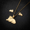 Foreign trade stainless steel new jewelry women's cute snake bee butterfly necklace earrings three-piece jewelry set wholesale