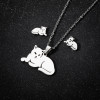 Foreign trade stainless steel new jewelry women's cute snake bee butterfly necklace earrings three-piece jewelry set wholesale