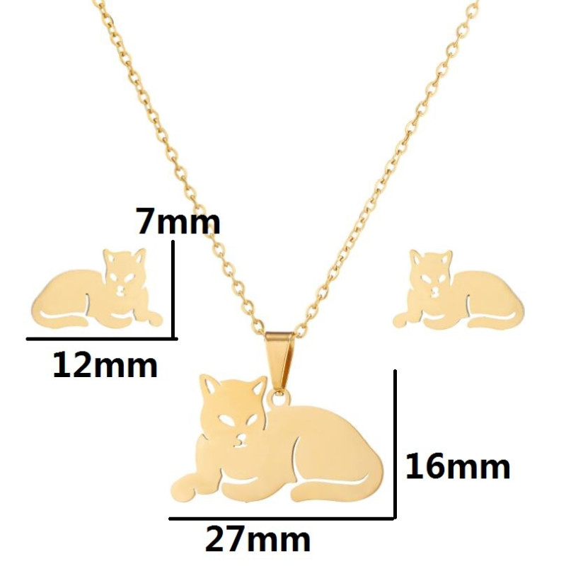 Foreign trade stainless steel new jewelry women's cute snake bee butterfly necklace earrings three-piece jewelry set wholesale