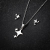 Jewelry set European and American stainless steel new geometric simple five-pointed star pendant necklace and earrings three-piece set