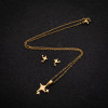 Jewelry set European and American stainless steel new geometric simple five-pointed star pendant necklace and earrings three-piece set