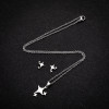 Jewelry set European and American stainless steel new geometric simple five-pointed star pendant necklace and earrings three-piece set