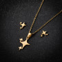 Jewelry set European and American stainless steel new geometric simple five-pointed star pendant necklace and earrings three-piece set