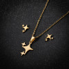 Jewelry set European and American stainless steel new geometric simple five-pointed star pendant necklace and earrings three-piece set