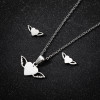 Fashionable stainless steel simple geometric jewelry European and American personalized love-shaped wings pendant necklace earrings wholesale