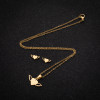 Fashionable stainless steel simple geometric jewelry European and American personalized love-shaped wings pendant necklace earrings wholesale