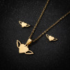 Fashionable stainless steel simple geometric jewelry European and American personalized love-shaped wings pendant necklace earrings wholesale