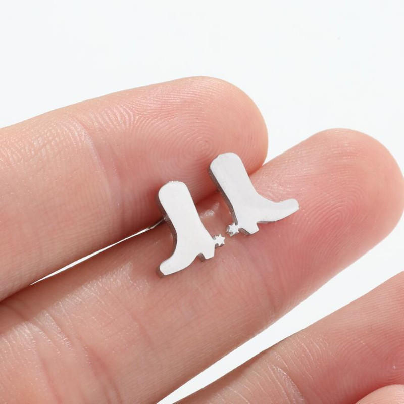 Korean stainless steel material, temperament, personality, simple boots, geometric love, smiley face earrings, student versatile ear jewelry