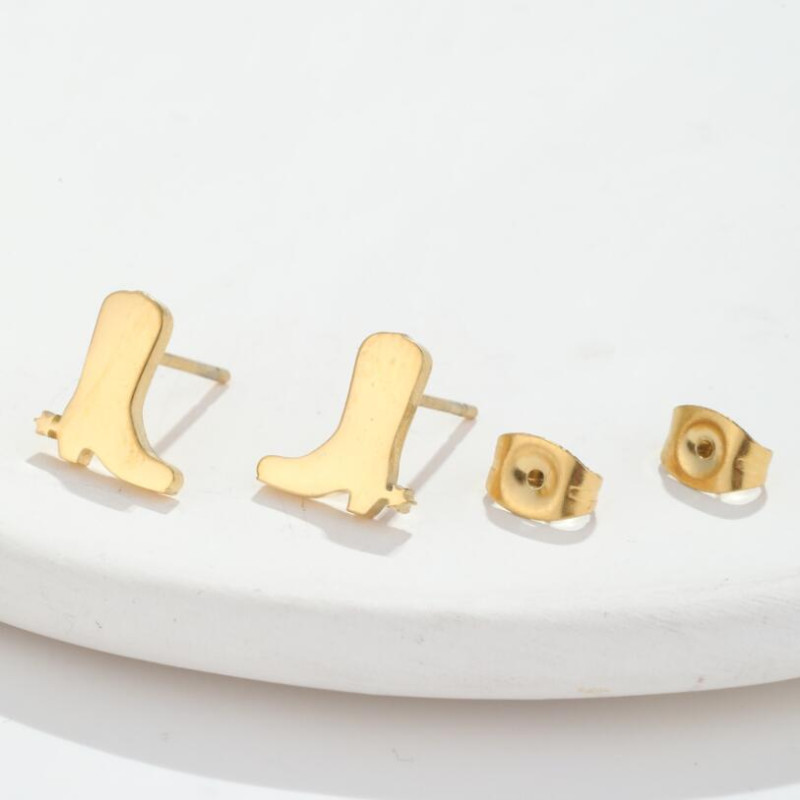 Korean stainless steel material, temperament, personality, simple boots, geometric love, smiley face earrings, student versatile ear jewelry
