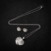 Necklace set, temperament, love necklace, women's personalized light luxury pendant earrings, stainless steel heart-shaped jewelry three-piece set