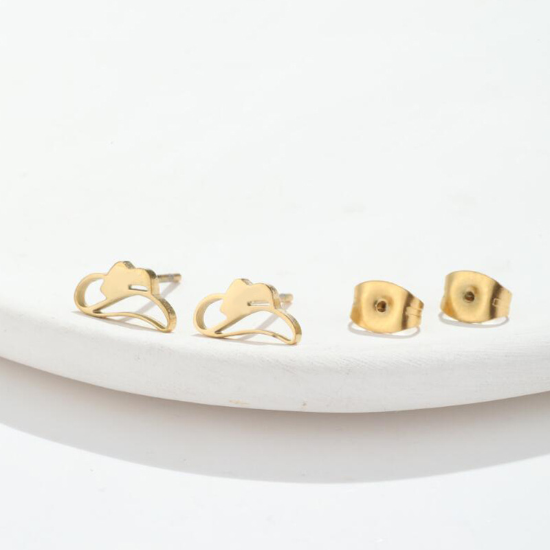European and American Christmas New Stainless Steel Hollow Simple Bow Hat Earrings New Year Gifts in Stock Wholesale