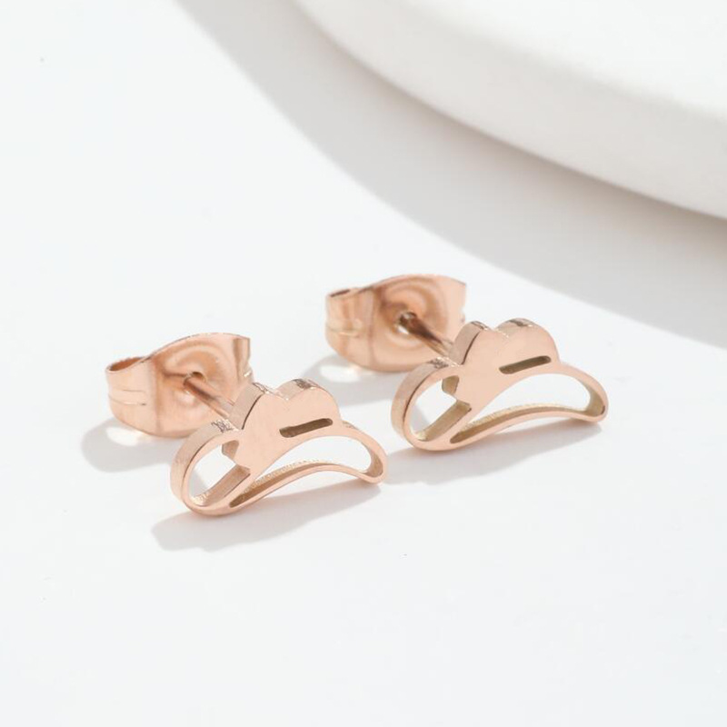 European and American Christmas New Stainless Steel Hollow Simple Bow Hat Earrings New Year Gifts in Stock Wholesale