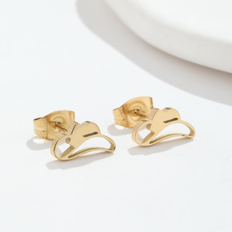 European and American Christmas New Stainless Steel Hollow Simple Bow Hat Earrings New Year Gifts in Stock Wholesale