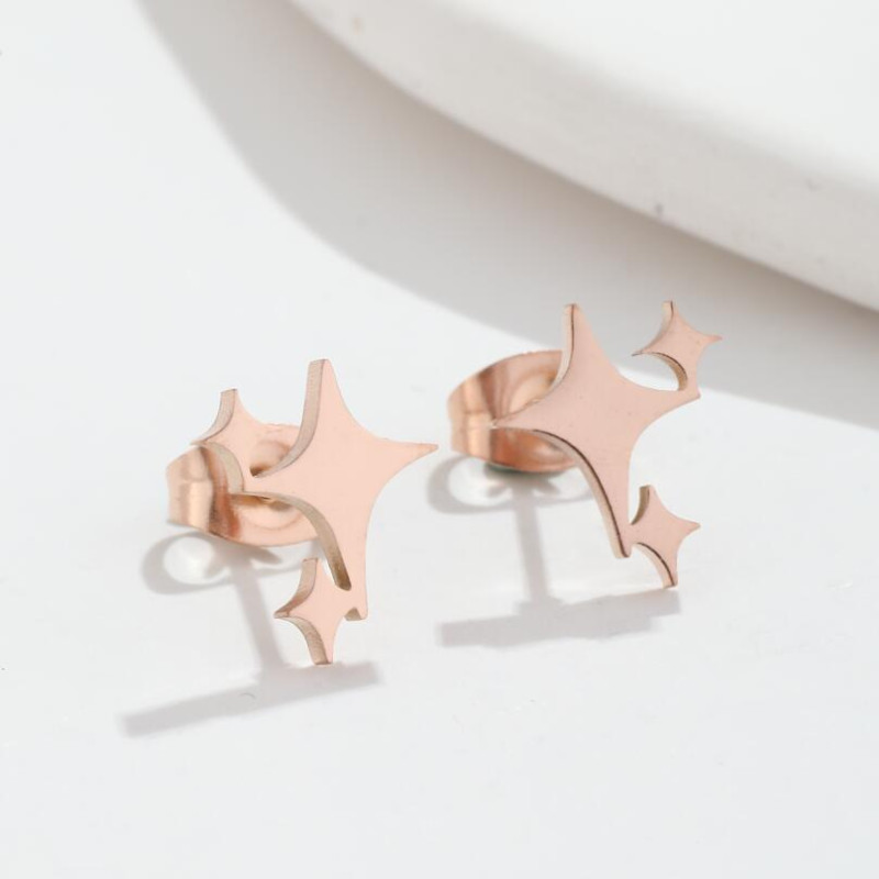 Stainless steel 18K gold electroplated star earrings ins style fashionable simple earrings sweet geometric temperament earrings