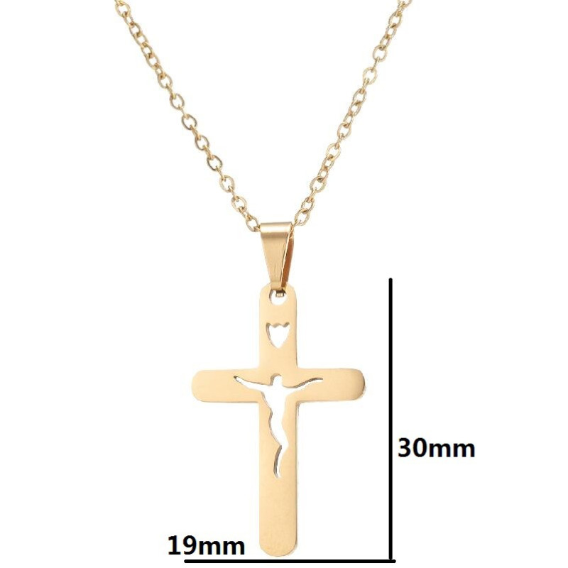 European and American cross-border new stainless steel cross pendant necklace ins men and women punk clavicle chain spot wholesale