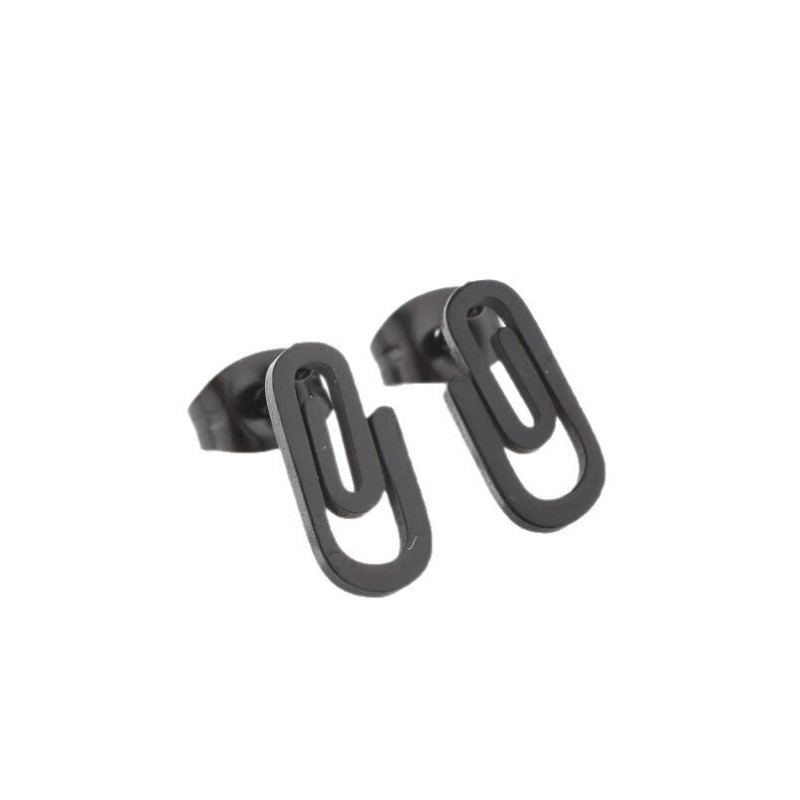 Women's new paper clip earrings niche design stainless steel simple cold style punk pin earrings wholesale