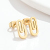 Women's new paper clip earrings niche design stainless steel simple cold style punk pin earrings wholesale