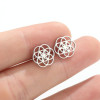 Fresh Korean retro flower earrings ins French stainless steel new rotating geometric round earrings in stock