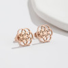 Fresh Korean retro flower earrings ins French stainless steel new rotating geometric round earrings in stock