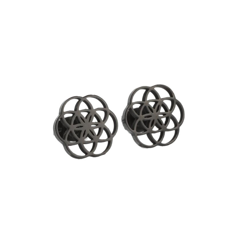 Fresh Korean retro flower earrings ins French stainless steel new rotating geometric round earrings in stock