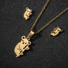 Forest style small fresh stainless steel animal earrings ins new cute koala simple pendant two-piece set of jewelry