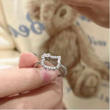 New personality, really cute and sweet Japanese and Korean kt cat ring girl cartoon soft girl ring bestie simple gift to girlfriend