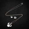 Korean version of cute Mickey Mouse earrings for women, personalized fashionable stainless steel pendant, clavicle chain, small fresh jewelry set