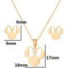 Korean version of cute Mickey Mouse earrings for women, personalized fashionable stainless steel pendant, clavicle chain, small fresh jewelry set