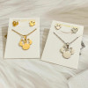 Korean version of cute Mickey Mouse earrings for women, personalized fashionable stainless steel pendant, clavicle chain, small fresh jewelry set