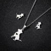 Fashionable and simple hollow geometric heart-shaped pendant cute small animal pet dog earrings clavicle chain jewelry set