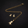 Fashionable and simple hollow geometric heart-shaped pendant cute small animal pet dog earrings clavicle chain jewelry set
